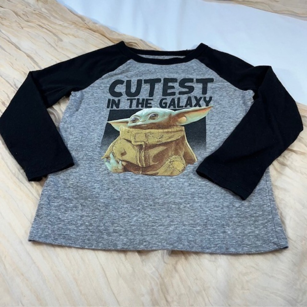 Star Wars Boys 4T T-Shirt Long Sleeve Yoda Cutest In The Galaxy Jumping ‎ Beans